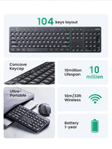 UGREEN 104-Key 2.4G Wireless Keyboard with LED Indicators