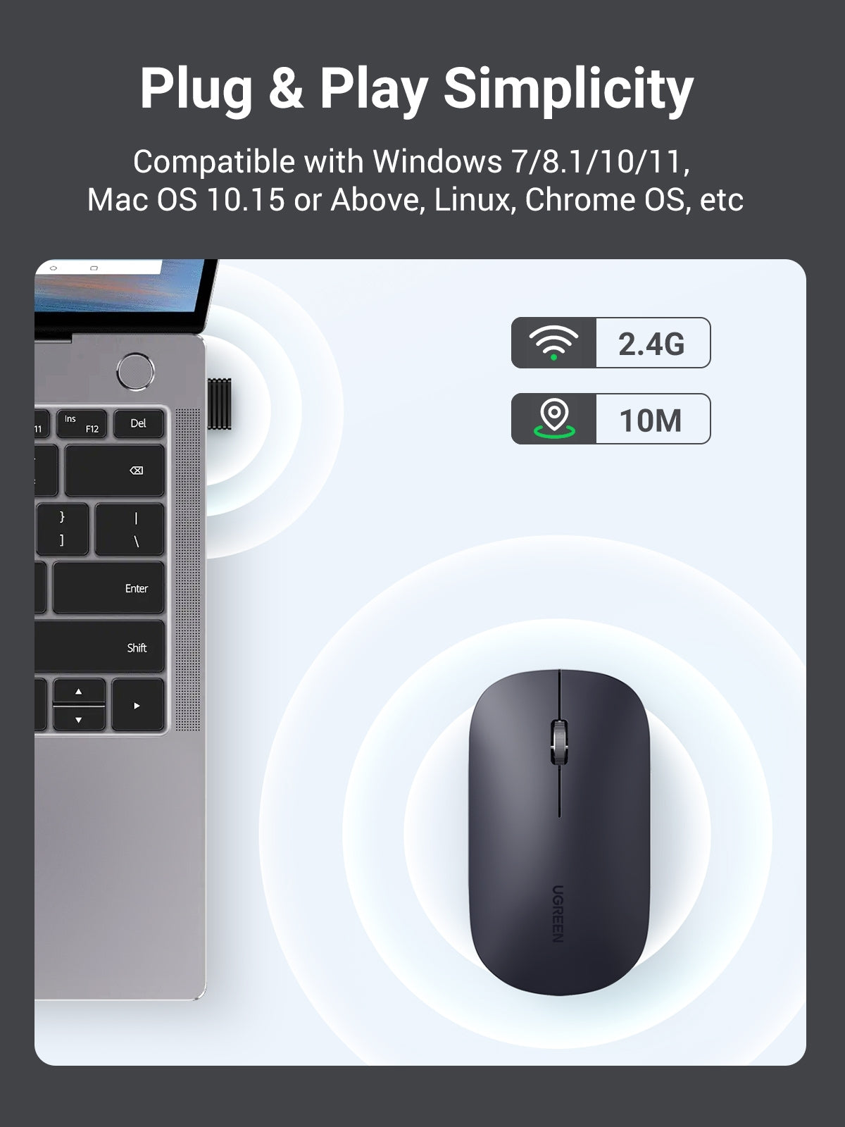 UGREEN 90372 Ultra-Slim 2.4G Silent Wireless Mouse