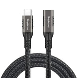 USB-C Male to Female Extension Cable - 20Gbps Data Transfer & 100W PD Charging, 1M Nylon Braided