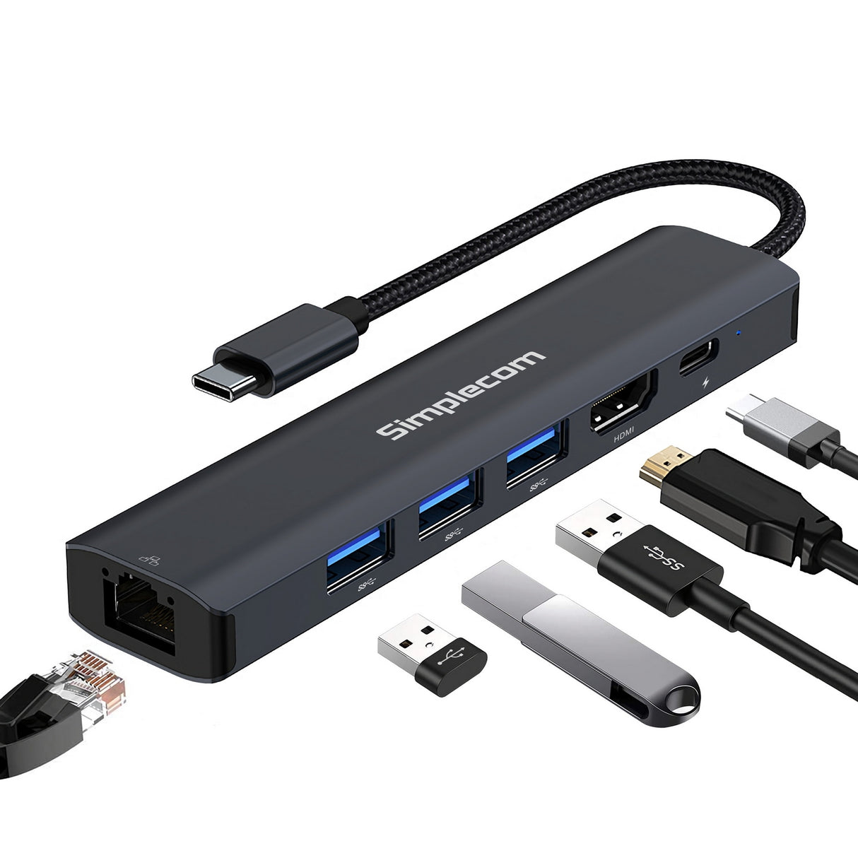 Simplecom CHN560 USB-C 6-in-1 Multiport Docking Station with SuperSpeed Connectivity