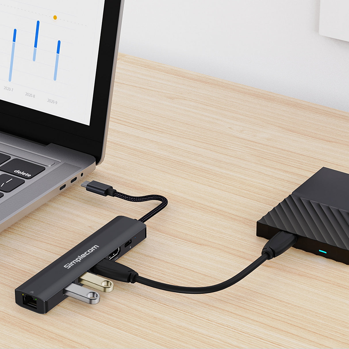 Simplecom CHN560 USB-C 6-in-1 Multiport Docking Station with SuperSpeed Connectivity