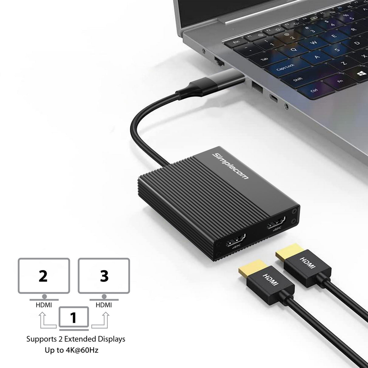 Dual 4K HDMI 2.0 USB Adapter for Enhanced Productivity with USB-A & USB-C Connectivity