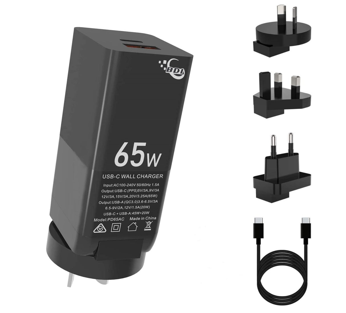 BDI PD65AC GaN 65W USB-C PD Quick Charger