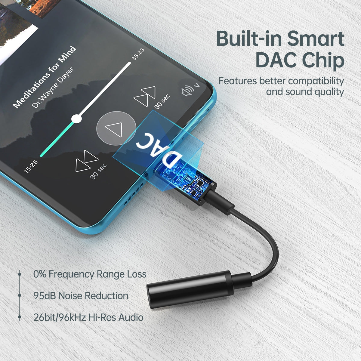 CHOETECH AUX003 USB-C to 3.5mm Audio Adapter with HiFi Sound Quality