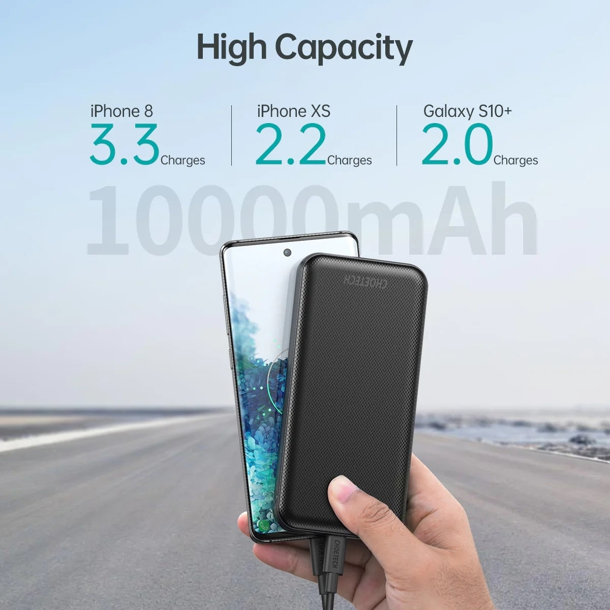 CHOETECH 10000mAh Fast Charge Power Bank with PD18W and QC 3.0