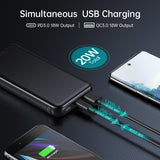 CHOETECH 10000mAh Fast Charge Power Bank with PD18W and QC 3.0