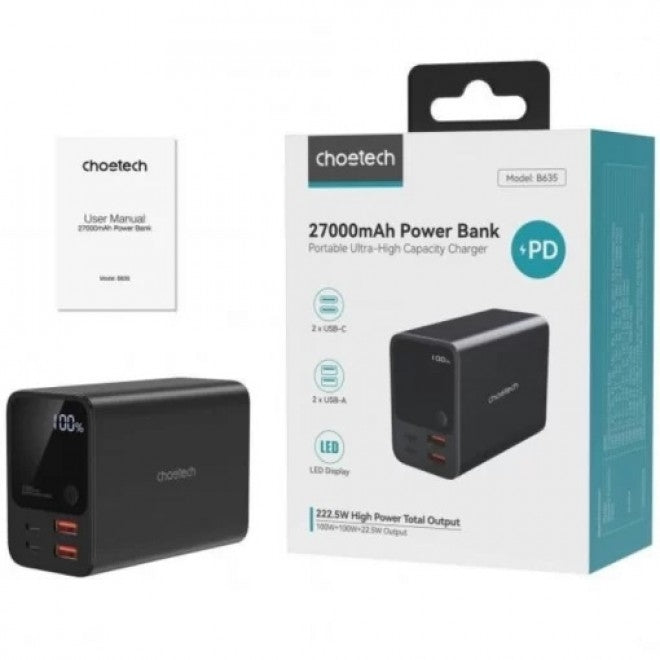 CHOETECH B635 27000mAh Dual PD 100W Power Bank for Ultimate Charging on the Go