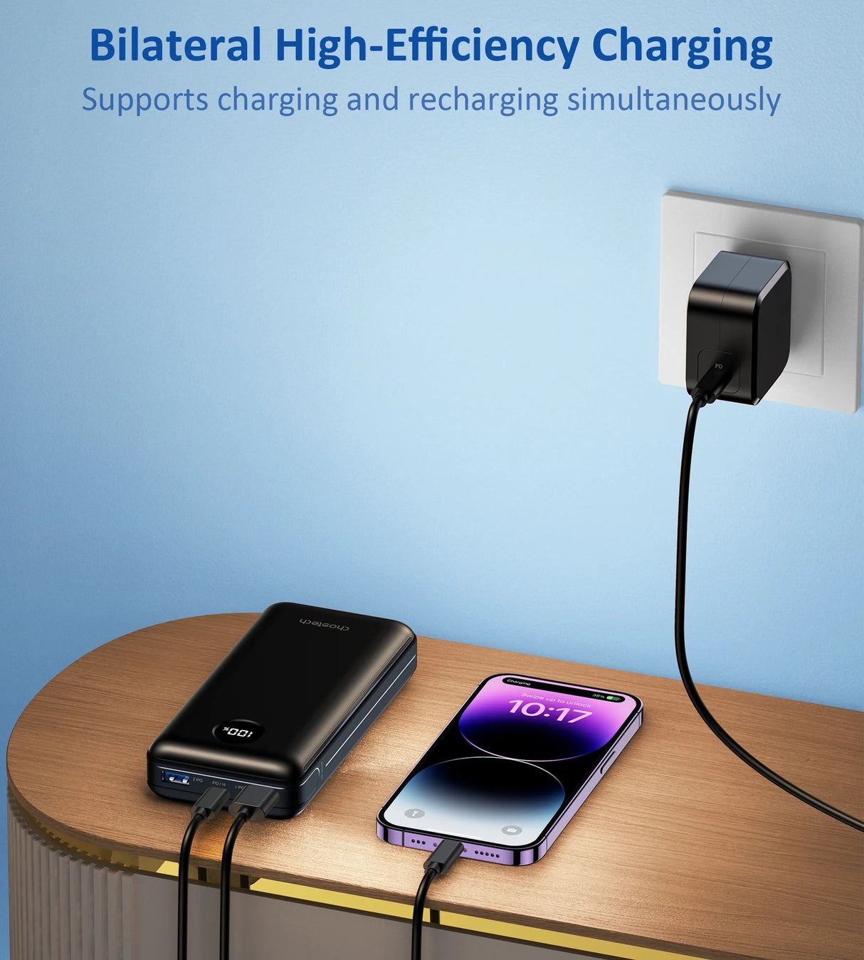 CHOETECH 20,000mAh 45W PD Power Bank for Multi-Device Charging