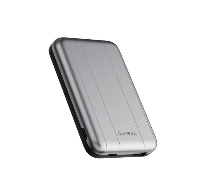 CHOETECH Magnetic Wireless Power Bank 5000mAh with 10W Fast Charging (Silver)