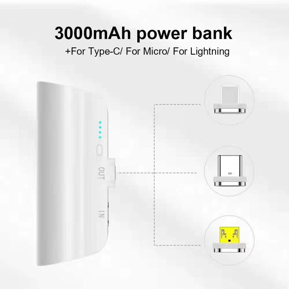 CHOETECH 3000mAh Compact Magnetic Power Bank with Universal Connectors (White)