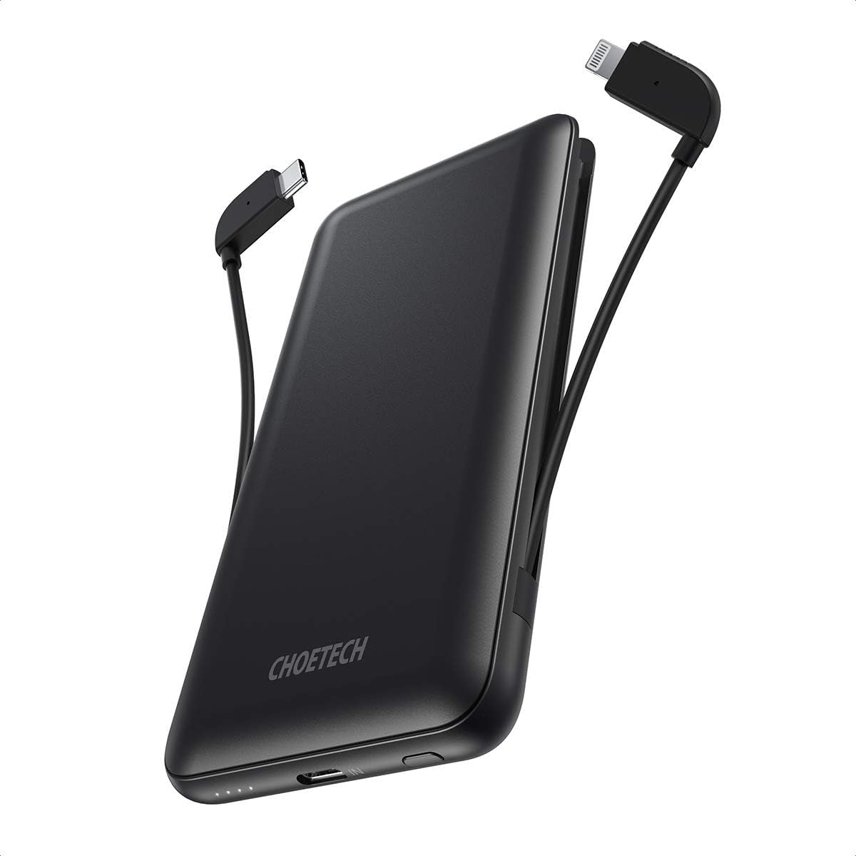 CHOETECH 10000mAh MFi Certified Power Bank with Dual Built-in Cables and PD18W Fast Charging