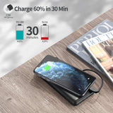 CHOETECH 10000mAh MFi Certified Power Bank with Dual Built-in Cables and PD18W Fast Charging