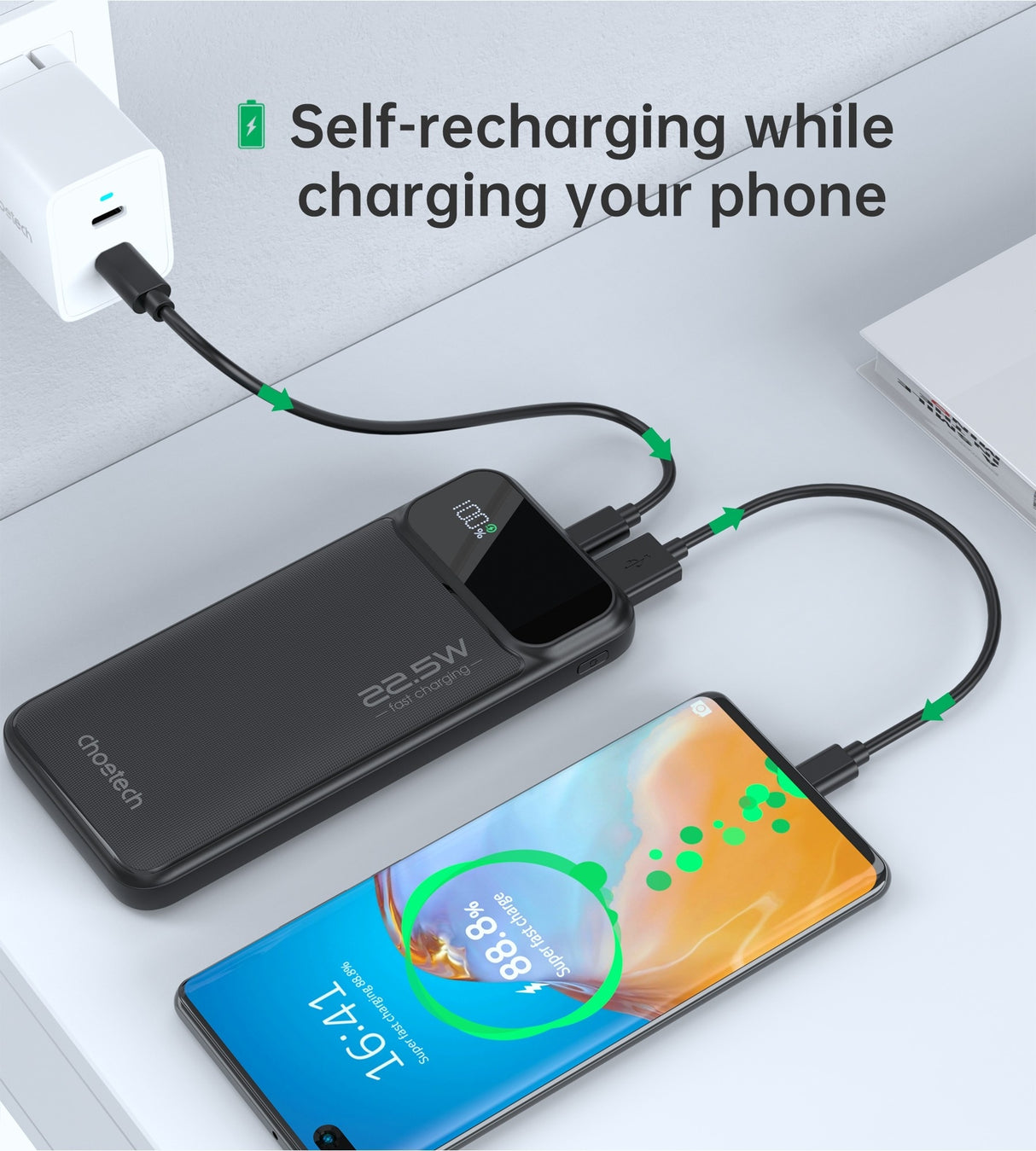 CHOETECH B728 10000mAh Fast Charging Power Bank with Digital LED Display