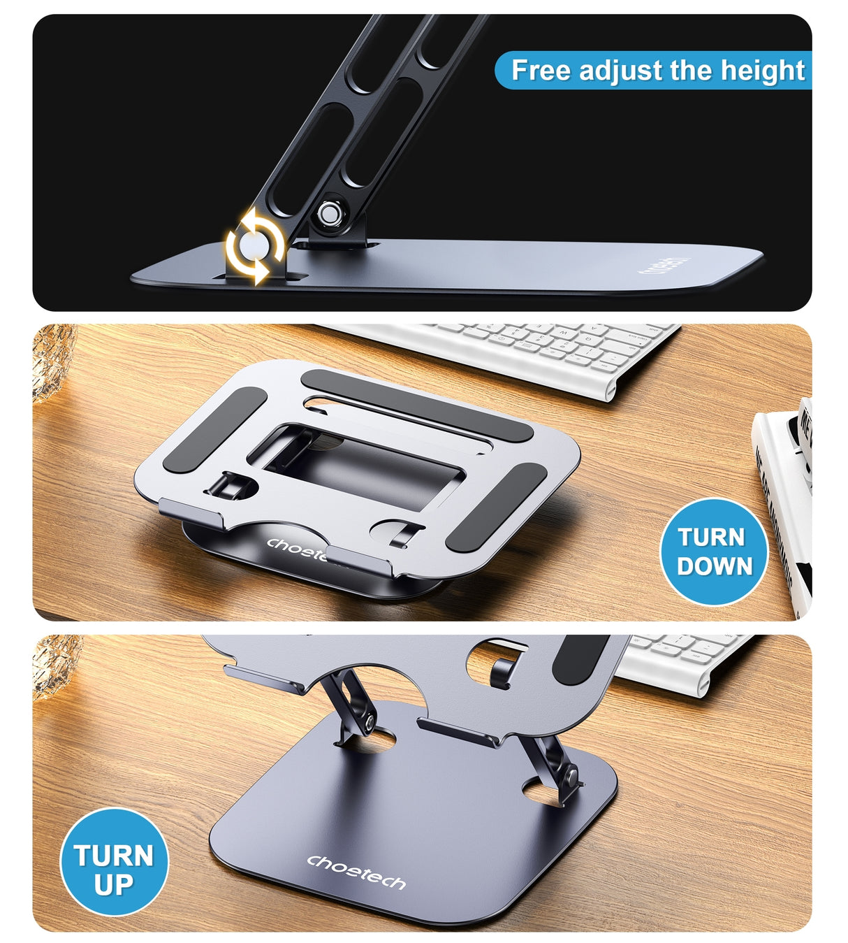 CHOETECH Adjustable Aluminum Tablet and Laptop Stand