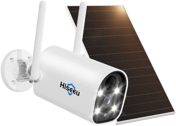 Hiseeu C40 Wireless Indoor/Outdoor WiFi Battery Camera with Solar Power and Motion Detection