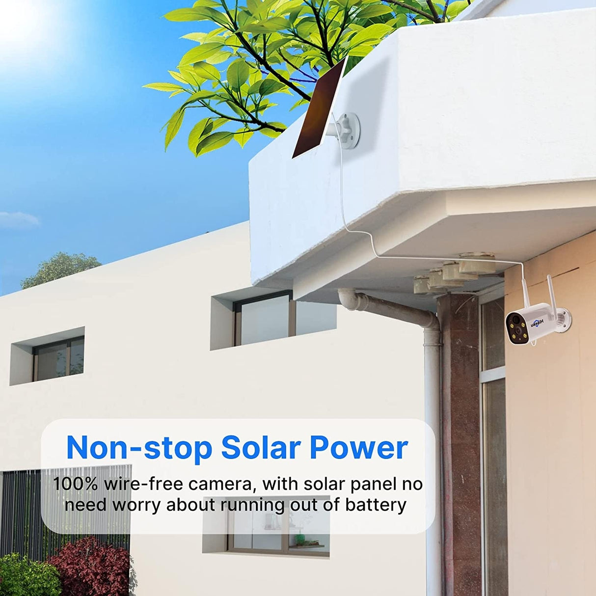 Hiseeu C40 Wireless Indoor/Outdoor WiFi Battery Camera with Solar Power and Motion Detection