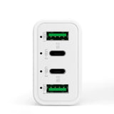 White 4-Port Car Charger with Dual PD and QC3.0 Support