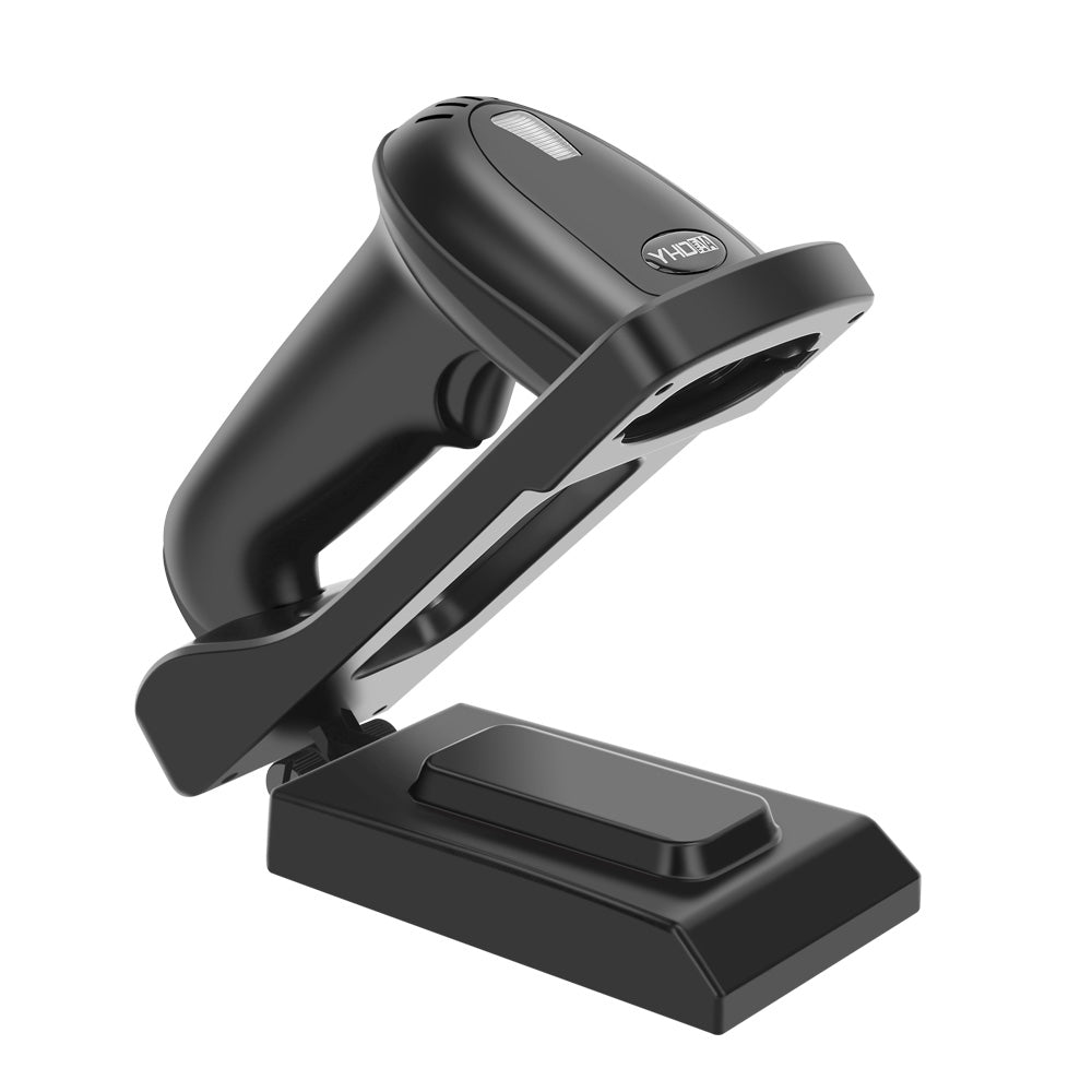 YHDAA YHD-5800DB Advanced 2D Bluetooth Barcode & QR Code Scanner with Adjustable Stand (Black)