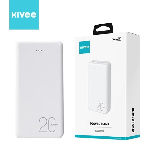 KIVEE PT63 20000mAh White Portable Power Bank