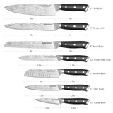 Warmot Complete 7-Piece High Carbon Stainless Steel Chef's Knife Set with Ergonomic Handles and Gift Box