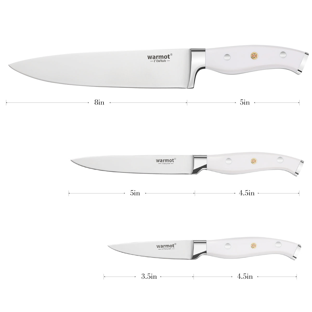 Warmot Premium 3-Piece Chef Knife Set with Gift Packaging (956-3)