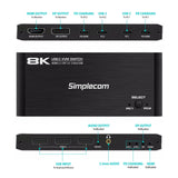 Simplecom KM470 8K USB-C KVM Switch with Dual Docking and HDMI/DP Output for Laptops and Tablets