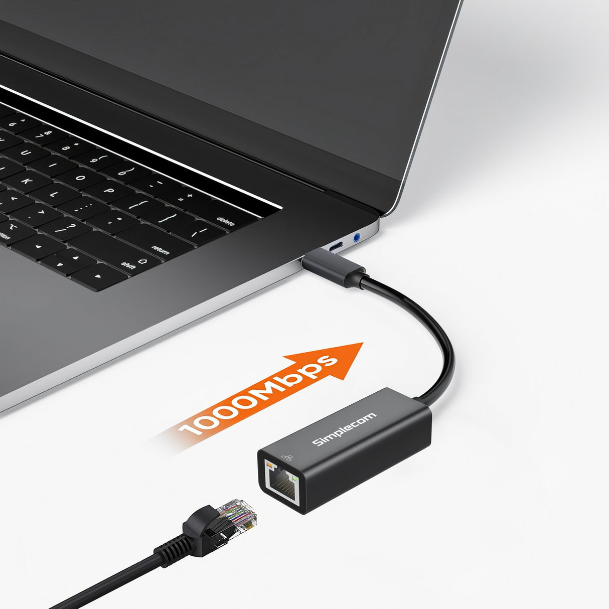 Compact SuperSpeed USB-C to Gigabit Ethernet Adapter by Simplecom NU314