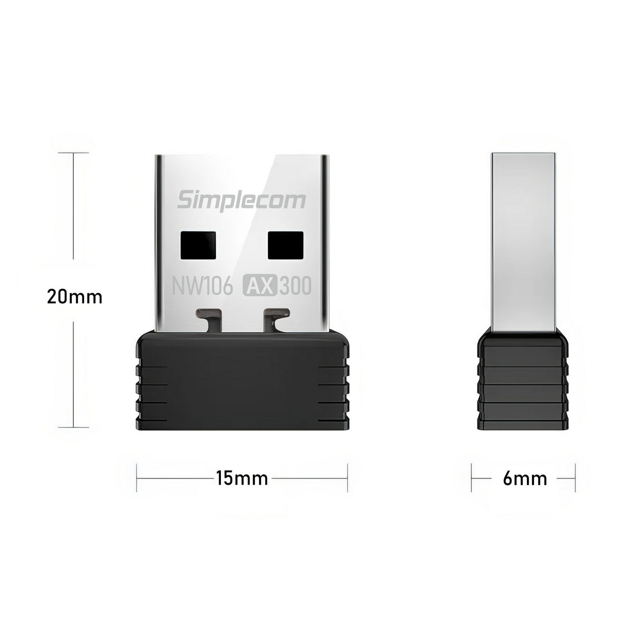 Simplecom NW106 AX300 Wi-Fi 6 USB Nano Adapter - Ultra Compact 2.4GHz Wireless Solution