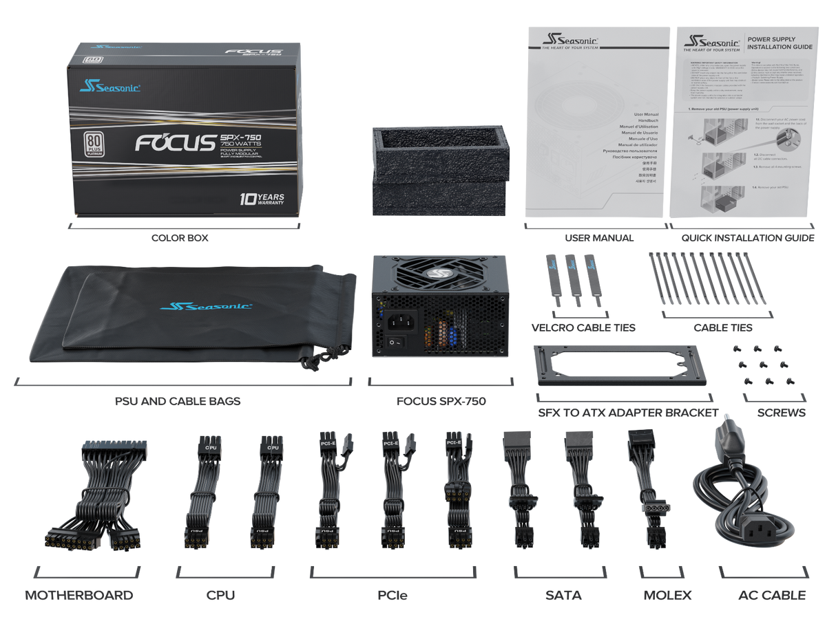 Seasonic FOCUS SPX-750W Platinum SFX Fully Modular Power Supply