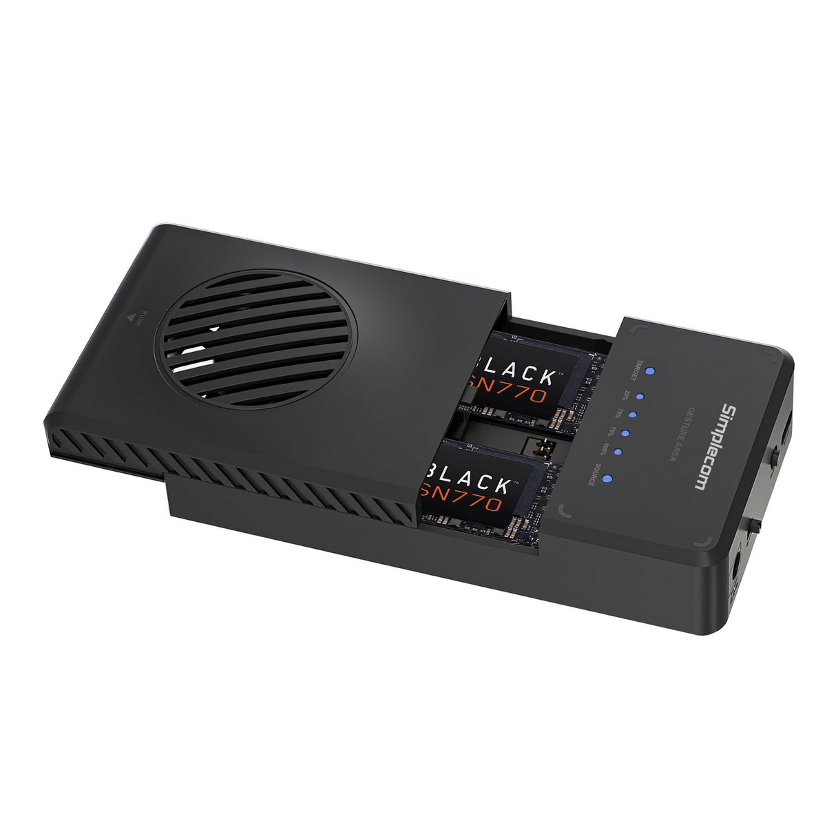 Dual Bay NVMe M.2 SSD Clone Dock with USB 3.2 Gen2 and Cooling Fan