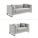 William Lounge - Light Grey Velvet - Silver Trims