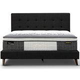 Volga King Single Bed Platform Frame Fabric Upholstered Mattress Base - Charcoal