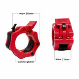 2Pcs 1in / 25mm Dumbbell Clamps Barbell Clamps Collars Clips Bar Plates Collar Clips Red - Front View