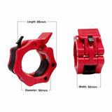 2Pcs 2in / 50mm Olympic Dumbbell Clamps Barbell Clamps Collars Clips Bar Plates Collar Clips Red - Side View