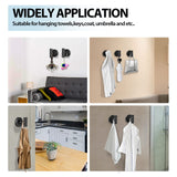 2 Pcs Wall Mount Bathroom Towel Hooks Holder Cloth Hanger Hook Kitchen Door Hanger Black