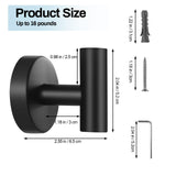 2 Pcs Wall Mount Bathroom Towel Hooks Holder Cloth Hanger Hook Kitchen Door Hanger Black