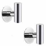 Set of 2 Heavy Duty Self-Adhesive Chrome Wall Hooks for Towels and Clothes in Bathroom and Home