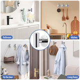 Set of 2 Heavy Duty Self-Adhesive Chrome Wall Hooks for Towels and Clothes in Bathroom and Home