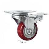 4-Pack 3-Inch Heavy-Duty Casters with 2 Fixed and 2 Swivel Options, 300kg Load Capacity, Includes Brakes - Side View