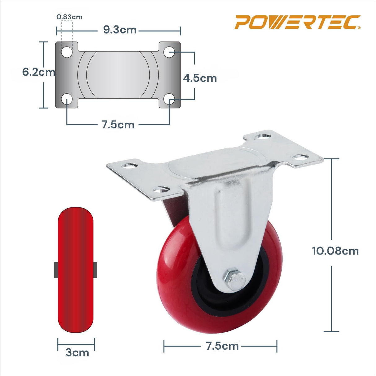 4-Pack 3-Inch Heavy-Duty Casters with 2 Fixed and 2 Swivel Options, 300kg Load Capacity, Includes Brakes