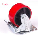 4x 5 inch Industrial 2000KG Swivel Brake Locking Caster Castor Wheels Casters 2x swivel 2x fixed Furniture Workbench