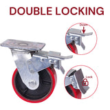 4x 5 inch Industrial 2000KG Swivel Brake Locking Caster Castor Wheels Casters 2x swivel 2x fixed Furniture Workbench