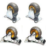 4x 3" Heavy Duty Industrial 2x Swivel Brake + 2x fixed Caster Wheel Wheels Castor 500KG Trolley