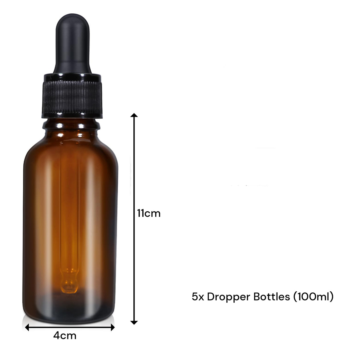 5-Pack 100ml Amber Glass Dropper Bottles - Leakproof for Essential Oils and Tinctures