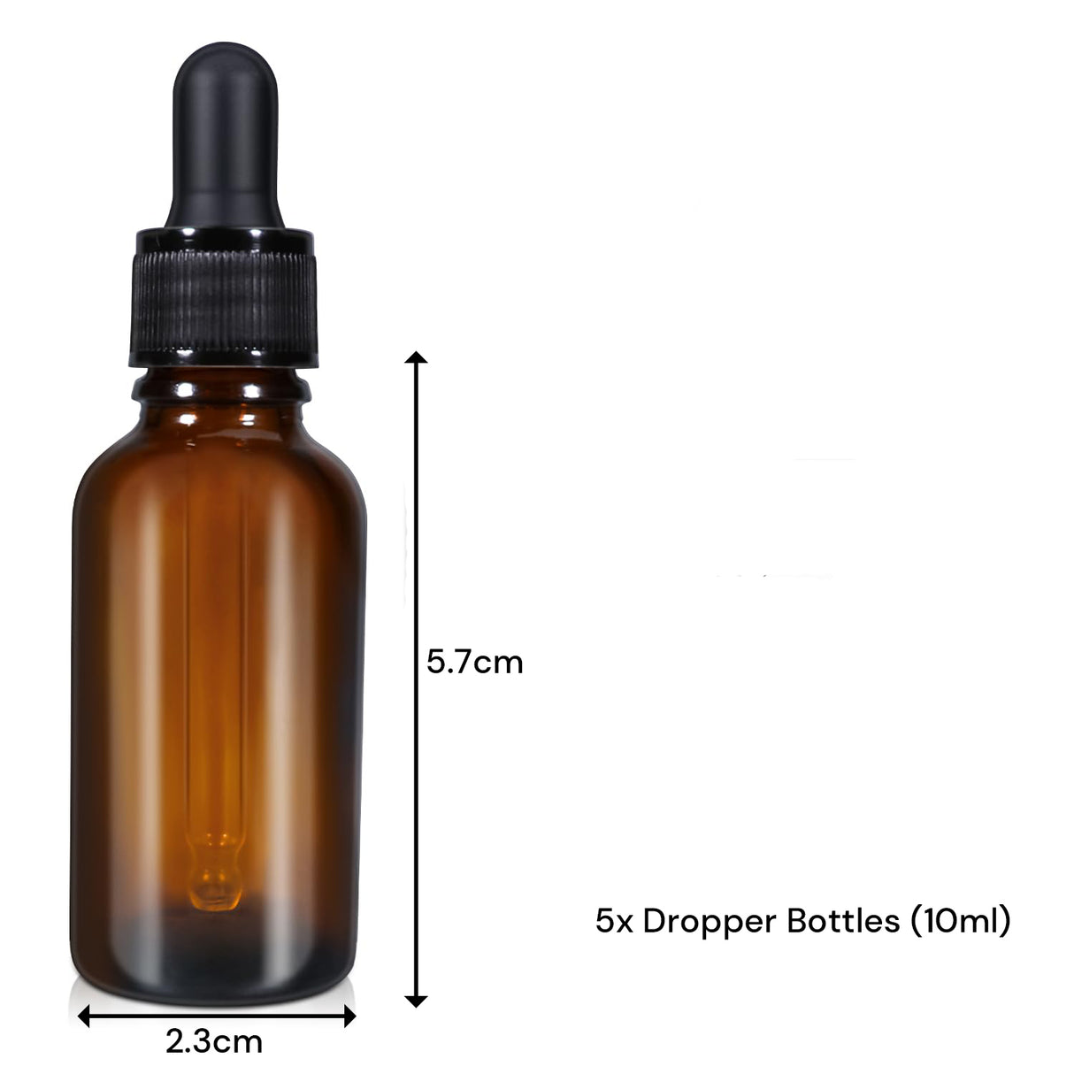 5-Pack of 10ml Amber Glass Dropper Bottles for Essential Oils and Tinctures - Leakproof and Travel-Friendly