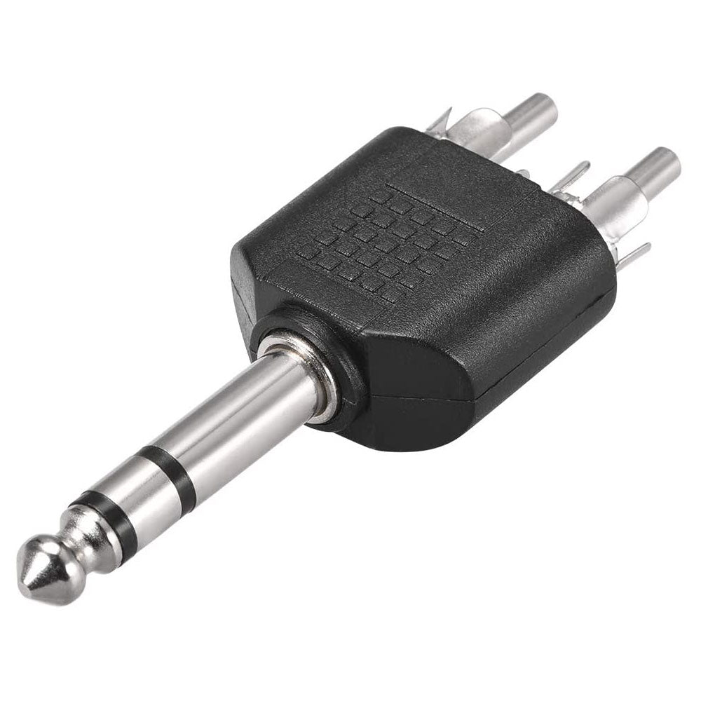 6.35mm Mono Male to Dual RCA Male Audio Splitter Adapter