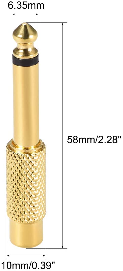 1/4" Mono Male to RCA Female Audio Adapter with Gold Plated Connector