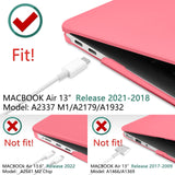 Pink Shell Case and Keyboard Cover for MacBook Air 13 Inch (2018-2022) - Model A1932, A2179, A2337 Compatible