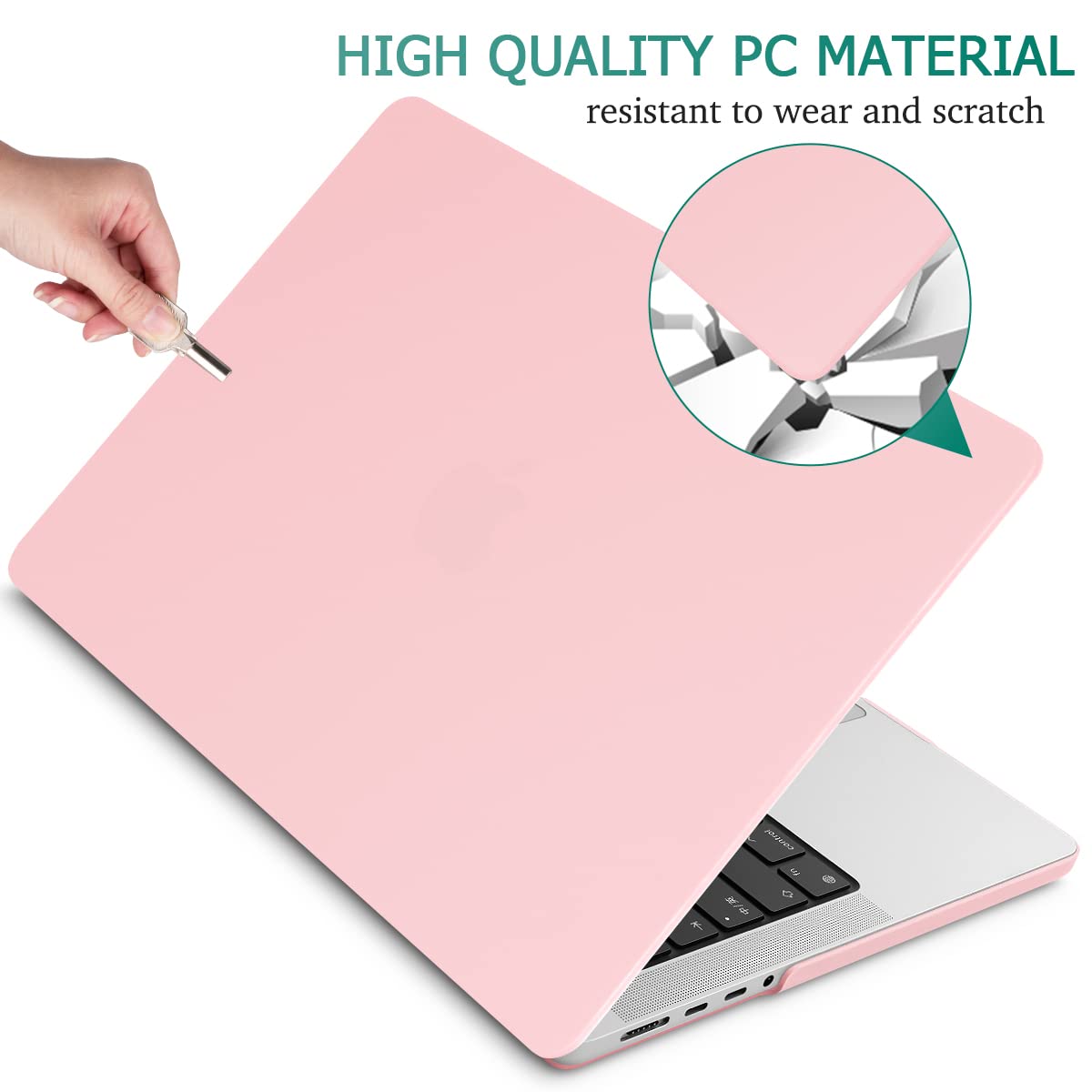 Stylish Pink Hardshell Case with Keyboard Cover for 14" MacBook Pro M2 A2779 & M1 A2442 (2021-2023)