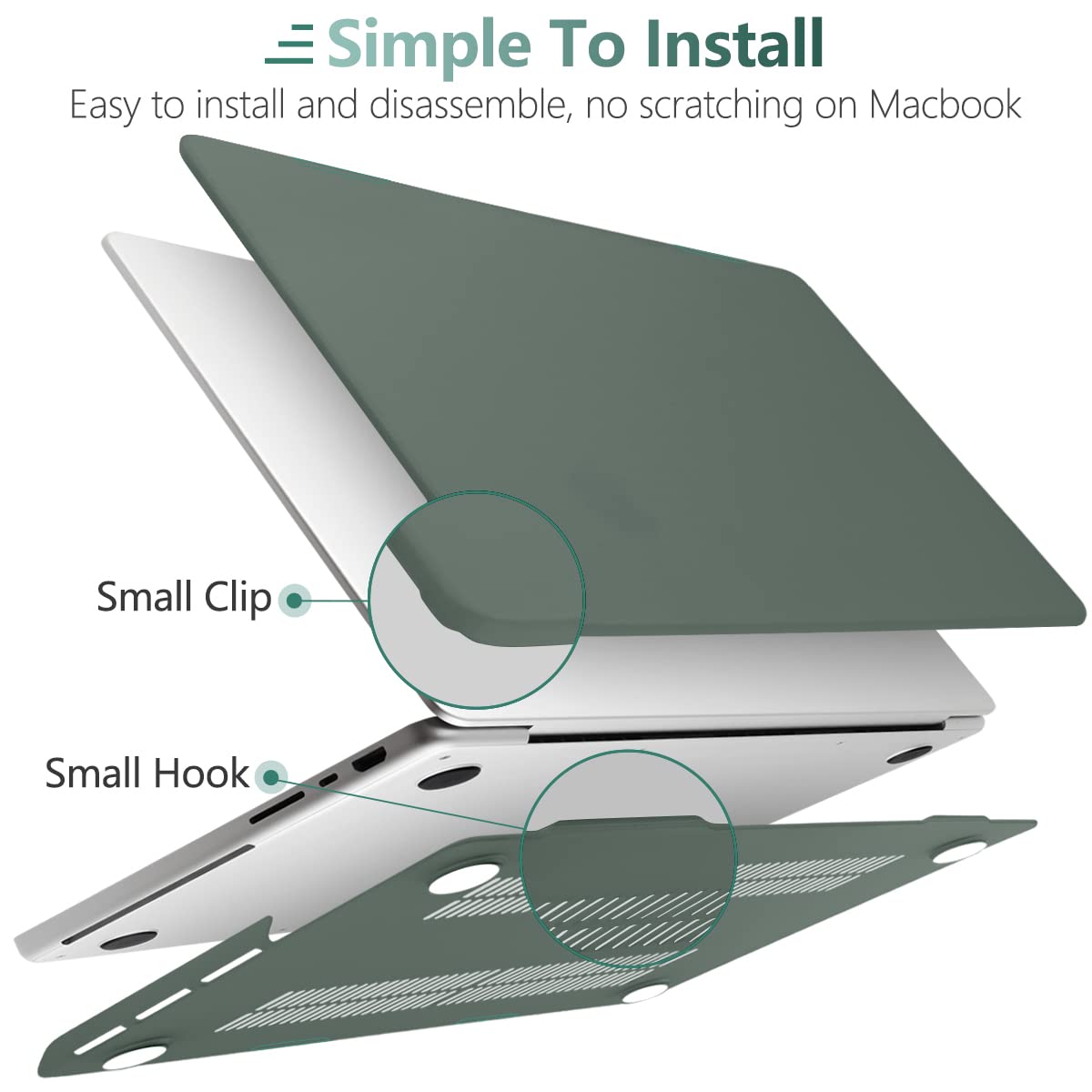 Midnight Green Hard Shell Case and Keyboard Cover for MacBook Pro 16" (2023, 2022, 2021) M2 A2780 A2485 M1 Pro/Max